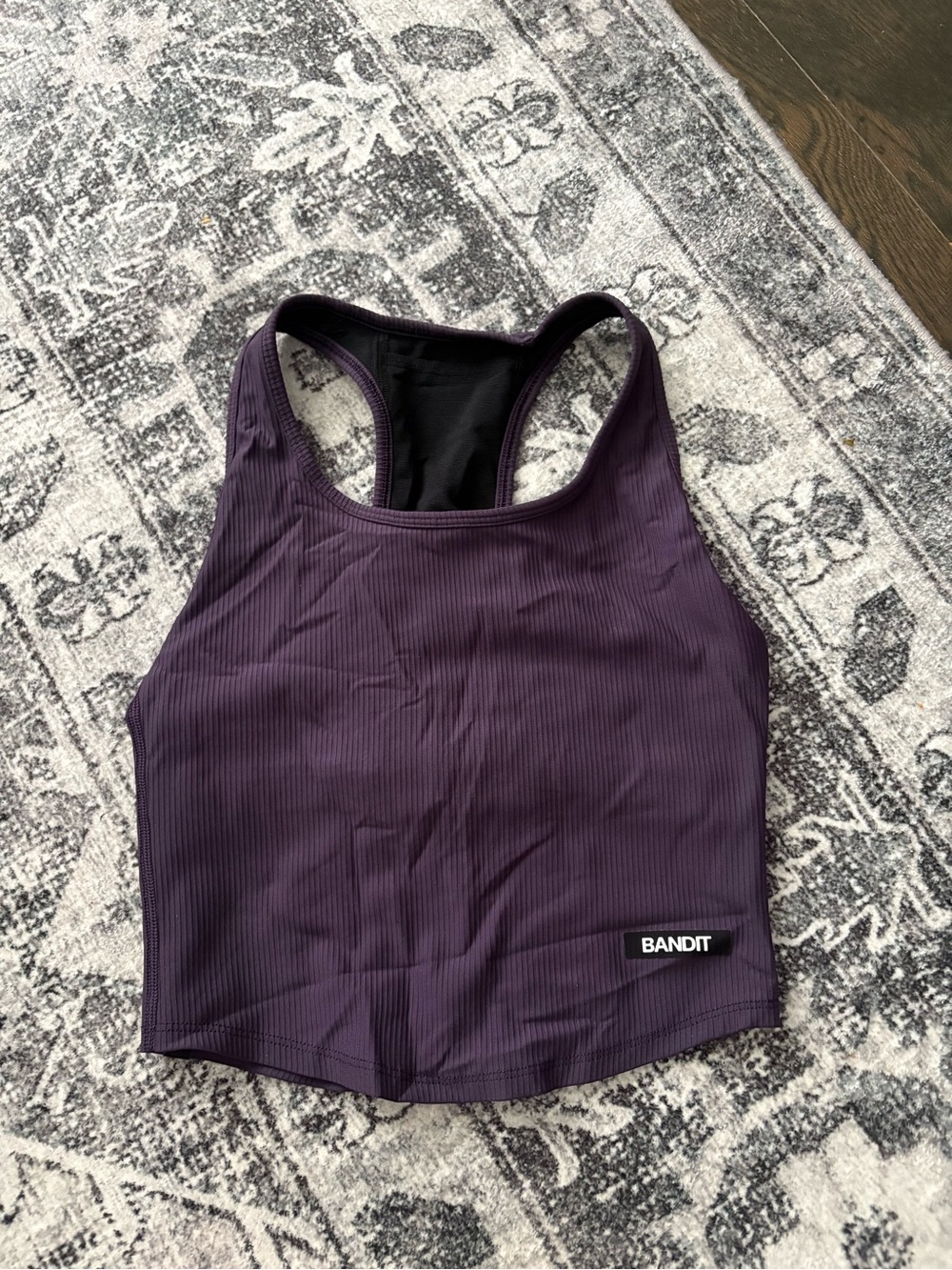 Bandit Purple Ribbed Racerback Crop Tank